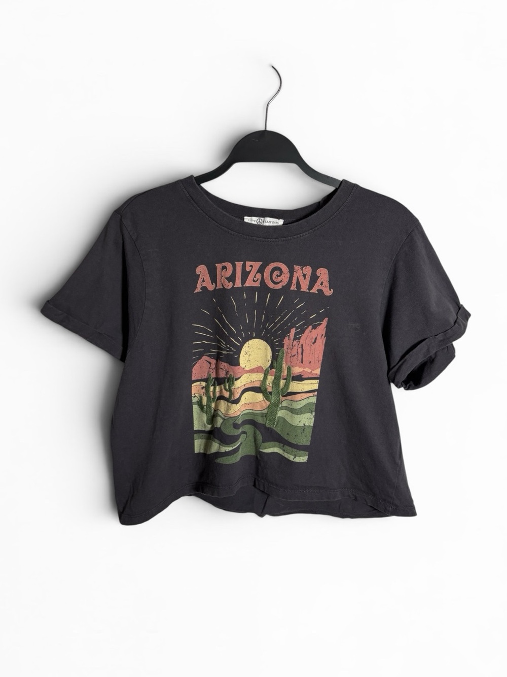 Love Peace & Lazy Days Women’s Arizona Desert Graphic Tee Mineral Wash Gray